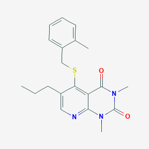 molecular formula C20H23N3O2S B2856892 1,3-dimethyl-5-((2-methylbenzyl)thio)-6-propylpyrido[2,3-d]pyrimidine-2,4(1H,3H)-dione CAS No. 900004-83-3