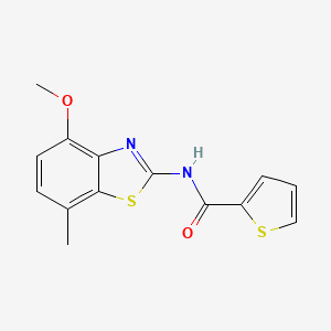 molecular formula C14H12N2O2S2 B2856902 N-(4-methoxy-7-methylbenzo[d]thiazol-2-yl)thiophene-2-carboxamide CAS No. 905692-47-9