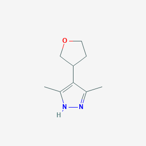 molecular formula C9H14N2O B2856903 3,5-二甲基-4-(氧杂环丙烷-3-基)-1H-吡唑 CAS No. 2097866-33-4