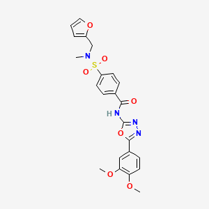 molecular formula C23H22N4O7S B2856911 N-(5-(3,4-二甲氧基苯基)-1,3,4-恶二唑-2-基)-4-(N-(呋喃-2-基甲基)-N-甲基磺酰基)苯甲酰胺 CAS No. 941959-96-2