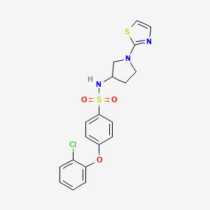 molecular formula C19H18ClN3O3S2 B2856913 4-(2-chlorophenoxy)-N-(1-(thiazol-2-yl)pyrrolidin-3-yl)benzenesulfonamide CAS No. 1797084-76-4