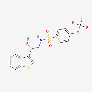 molecular formula C17H14F3NO4S2 B2856915 N-(2-(benzo[b]thiophen-3-yl)-2-hydroxyethyl)-4-(trifluoromethoxy)benzenesulfonamide CAS No. 2034257-56-0