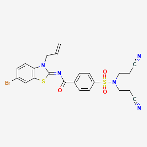 molecular formula C23H20BrN5O3S2 B2856948 (Z)-N-(3-allyl-6-bromobenzo[d]thiazol-2(3H)-ylidene)-4-(N,N-bis(2-cyanoethyl)sulfamoyl)benzamide CAS No. 865175-12-8