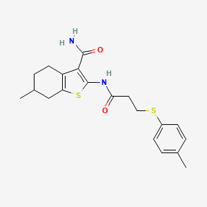 molecular formula C20H24N2O2S2 B2856949 6-Methyl-2-(3-(p-tolylthio)propanamido)-4,5,6,7-tetrahydrobenzo[b]thiophene-3-carboxamide CAS No. 895463-40-8