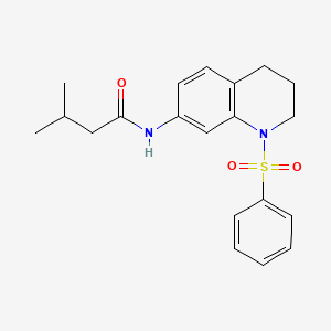 N-[1-(benzenesulfonyl)-3,4-dihydro-2H-quinolin-7-yl]-3-methylbutanamide