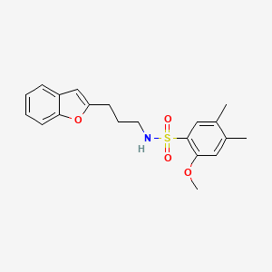 molecular formula C20H23NO4S B2856959 N-(3-(benzofuran-2-yl)propyl)-2-methoxy-4,5-dimethylbenzenesulfonamide CAS No. 2034415-84-2