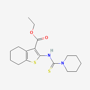 molecular formula C17H24N2O2S2 B2856964 Ethyl 2-(piperidine-1-carbothioylamino)-4,5,6,7-tetrahydro-1-benzothiophene-3-carboxylate CAS No. 380342-37-0