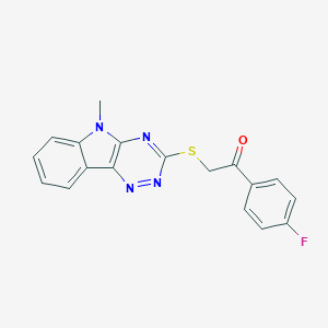 molecular formula C18H13FN4OS B285697 1-(4-fluorophenyl)-2-[(5-methyl-5H-[1,2,4]triazino[5,6-b]indol-3-yl)sulfanyl]ethanone 