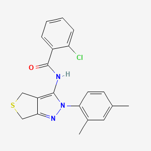 molecular formula C20H18ClN3OS B2856974 2-chloro-N-(2-(2,4-dimethylphenyl)-4,6-dihydro-2H-thieno[3,4-c]pyrazol-3-yl)benzamide CAS No. 361171-95-1