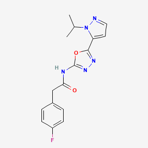 2-(4-fluorophenyl)-N-(5-(1-isopropyl-1H-pyrazol-5-yl)-1,3,4-oxadiazol-2-yl)acetamide