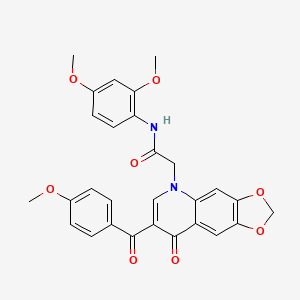 molecular formula C28H24N2O8 B2856980 N-(2,4-dimethoxyphenyl)-2-[7-(4-methoxybenzoyl)-8-oxo-[1,3]dioxolo[4,5-g]quinolin-5-yl]acetamide CAS No. 866342-99-6