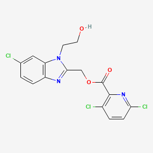 molecular formula C16H12Cl3N3O3 B2856986 [6-Chloro-1-(2-hydroxyethyl)benzimidazol-2-yl]methyl 3,6-dichloropyridine-2-carboxylate CAS No. 874641-28-8