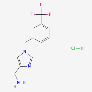 molecular formula C12H13ClF3N3 B2856988 (1-{[3-(Trifluoromethyl)phenyl]methyl}-1H-imidazol-4-yl)methanamine hydrochloride CAS No. 1439897-69-4