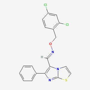 molecular formula C19H13Cl2N3OS B2856989 (E)-[(2,4-dichlorophenyl)methoxy]({6-phenylimidazo[2,1-b][1,3]thiazol-5-yl}methylidene)amine CAS No. 338395-43-0