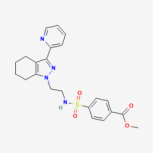 molecular formula C22H24N4O4S B2857002 methyl 4-(N-(2-(3-(pyridin-2-yl)-4,5,6,7-tetrahydro-1H-indazol-1-yl)ethyl)sulfamoyl)benzoate CAS No. 1796967-04-8