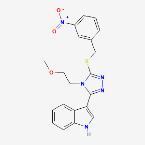 molecular formula C20H19N5O3S B2857018 3-(4-(2-methoxyethyl)-5-((3-nitrobenzyl)thio)-4H-1,2,4-triazol-3-yl)-1H-indole CAS No. 852145-24-5