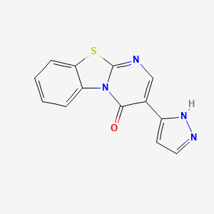 molecular formula C13H8N4OS B2857019 3-(1H-吡唑-5-基)-4H-嘧啶并[2,1-b][1,3]苯并噻唑-4-酮 CAS No. 318949-47-2