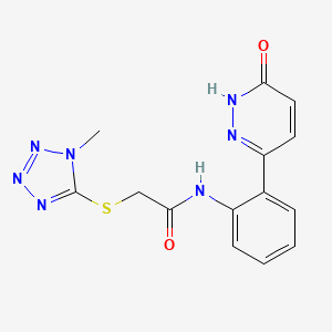 molecular formula C14H13N7O2S B2857023 2-((1-methyl-1H-tetrazol-5-yl)thio)-N-(2-(6-oxo-1,6-dihydropyridazin-3-yl)phenyl)acetamide CAS No. 1428366-09-9