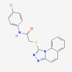 molecular formula C18H13ClN4OS B2857029 2-([1,2,4]triazolo[4,3-a]quinolin-1-ylthio)-N-(4-chlorophenyl)acetamide CAS No. 671199-24-9