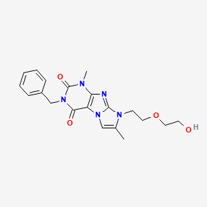 molecular formula C20H23N5O4 B2857036 3-benzyl-8-(2-(2-hydroxyethoxy)ethyl)-1,7-dimethyl-1H-imidazo[2,1-f]purine-2,4(3H,8H)-dione CAS No. 915929-11-2