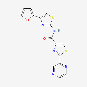 molecular formula C15H9N5O2S2 B2857038 N-(4-(furan-2-yl)thiazol-2-yl)-2-(pyrazin-2-yl)thiazole-4-carboxamide CAS No. 1226446-49-6