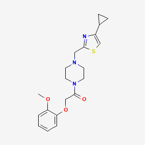 molecular formula C20H25N3O3S B2857083 1-(4-((4-环丙基噻唑-2-基)甲基)哌嗪-1-基)-2-(2-甲氧基苯氧基)乙酮 CAS No. 1171731-75-1