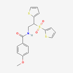 4-methoxy-N-[2-(thiophen-2-yl)-2-(thiophene-2-sulfonyl)ethyl]benzamide