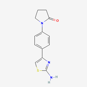 molecular formula C13H13N3OS B2857113 1-[4-(2-Amino-1,3-thiazol-4-yl)phenyl]pyrrolidin-2-one CAS No. 869464-91-5