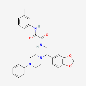 molecular formula C28H30N4O4 B2857127 N-[2-(1,3-benzodioxol-5-yl)-2-(4-phenylpiperazin-1-yl)ethyl]-N'-(3-methylphenyl)ethanediamide CAS No. 896346-66-0