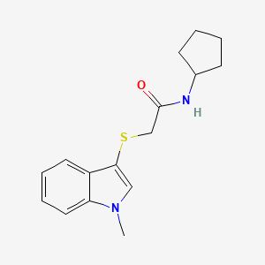 molecular formula C16H20N2OS B2857141 N-环戊基-2-(1-甲基吲哚-3-基)硫代乙酰胺 CAS No. 851411-92-2