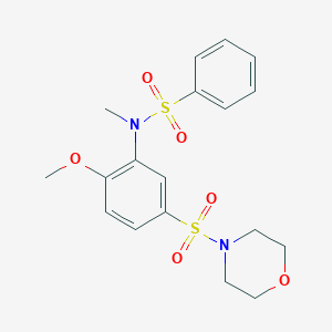 molecular formula C18H22N2O6S2 B285718 N-[2-methoxy-5-(4-morpholinylsulfonyl)phenyl]-N-methylbenzenesulfonamide 