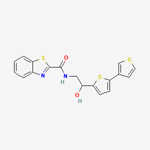 molecular formula C18H14N2O2S3 B2857235 N-(2-([2,3'-bithiophen]-5-yl)-2-hydroxyethyl)benzo[d]thiazole-2-carboxamide CAS No. 2185590-68-3