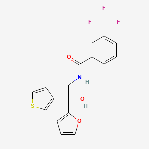molecular formula C18H14F3NO3S B2857241 N-(2-(furan-2-yl)-2-hydroxy-2-(thiophen-3-yl)ethyl)-3-(trifluoromethyl)benzamide CAS No. 2034330-85-1