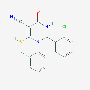 2-(2-Chlorophenyl)-1-(2-methylphenyl)-4-oxo-6-sulfanyl-1,2,3,4-tetrahydro-5-pyrimidinecarbonitrile
