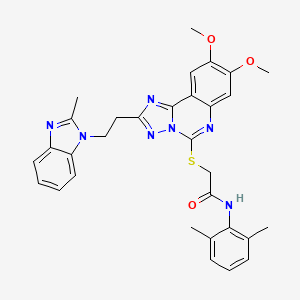 2-({8,9-dimethoxy-2-[2-(2-methyl-1H-benzimidazol-1-yl)ethyl][1,2,4]triazolo[1,5-c]quinazolin-5-yl}thio)-N-(2,6-dimethylphenyl)acetamide