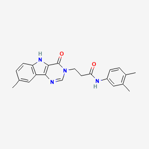 molecular formula C22H22N4O2 B2857265 N-(3,4-dimethylphenyl)-3-(8-methyl-4-oxo-4,5-dihydro-3H-pyrimido[5,4-b]indol-3-yl)propanamide CAS No. 1105212-26-7