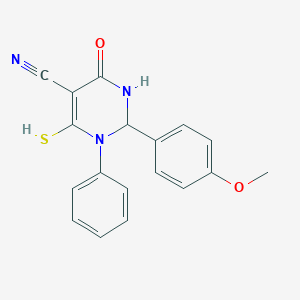2-(4-Methoxyphenyl)-4-oxo-1-phenyl-6-sulfanyl-1,2,3,4-tetrahydropyrimidine-5-carbonitrile