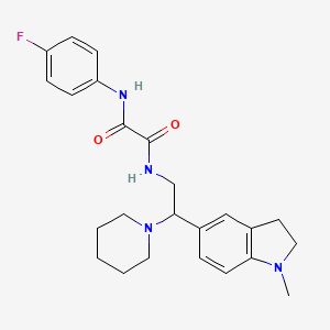molecular formula C24H29FN4O2 B2857276 N1-(4-fluorophenyl)-N2-(2-(1-methylindolin-5-yl)-2-(piperidin-1-yl)ethyl)oxalamide CAS No. 921893-76-7