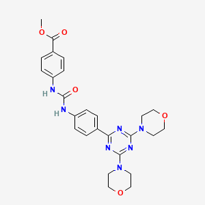 molecular formula C26H29N7O5 B2857281 Methyl 4-[({4-[bis(morpholin-4-yl)-1,3,5-triazin-2-yl]phenyl}carbamoyl)amino]benzoate CAS No. 1197160-55-6
