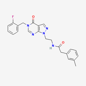 molecular formula C23H22FN5O2 B2857282 N-(2-(5-(2-fluorobenzyl)-4-oxo-4,5-dihydro-1H-pyrazolo[3,4-d]pyrimidin-1-yl)ethyl)-2-(m-tolyl)acetamide CAS No. 922083-03-2