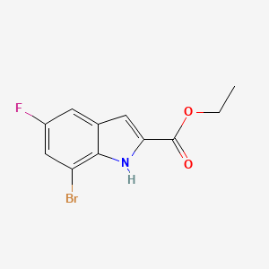 molecular formula C11H9BrFNO2 B2857291 7-溴-5-氟-1H-吲哚-2-羧酸乙酯 CAS No. 396076-60-1