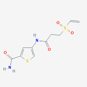 molecular formula C10H12N2O4S2 B2857298 4-(3-Ethenylsulfonylpropanoylamino)thiophene-2-carboxamide CAS No. 2224315-02-8