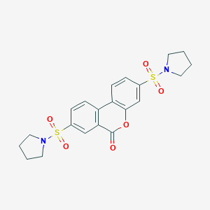 molecular formula C21H22N2O6S2 B285730 3,8-bis(1-pyrrolidinylsulfonyl)-6H-benzo[c]chromen-6-one 