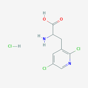 molecular formula C8H9Cl3N2O2 B2857314 2-氨基-3-(2,5-二氯吡啶-3-基)丙酸；盐酸 CAS No. 2248257-54-5