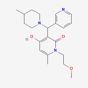 molecular formula C21H29N3O3 B2857317 4-hydroxy-1-(2-methoxyethyl)-6-methyl-3-((4-methylpiperidin-1-yl)(pyridin-3-yl)methyl)pyridin-2(1H)-one CAS No. 897611-19-7