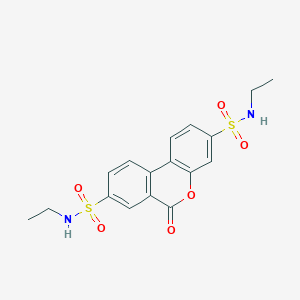 molecular formula C17H18N2O6S2 B285732 N~3~,N~8~-diethyl-6-oxo-6H-benzo[c]chromene-3,8-disulfonamide 