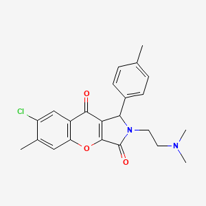 molecular formula C23H23ClN2O3 B2857333 7-Chloro-2-(2-(dimethylamino)ethyl)-6-methyl-1-(p-tolyl)-1,2-dihydrochromeno[2,3-c]pyrrole-3,9-dione CAS No. 886141-47-5