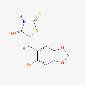 molecular formula C11H6BrNO3S2 B2857339 (5E)-5-[(6-Bromo-1,3-benzodioxol-5-YL)methylene]-2-mercapto-1,3-thiazol-4(5H)-one CAS No. 202264-60-6