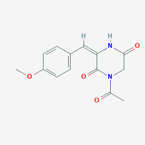 molecular formula C14H14N2O4 B2857340 (3E)-1-acetyl-3-[(4-methoxyphenyl)methylidene]piperazine-2,5-dione CAS No. 74720-30-2