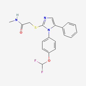 molecular formula C19H17F2N3O2S B2857342 2-((1-(4-(二氟甲氧基)苯基)-5-苯基-1H-咪唑-2-基)硫代)-N-甲基乙酰胺 CAS No. 1226454-11-0